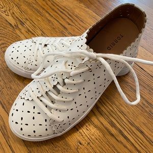 Torrid sneakers | white laser cut faux leather